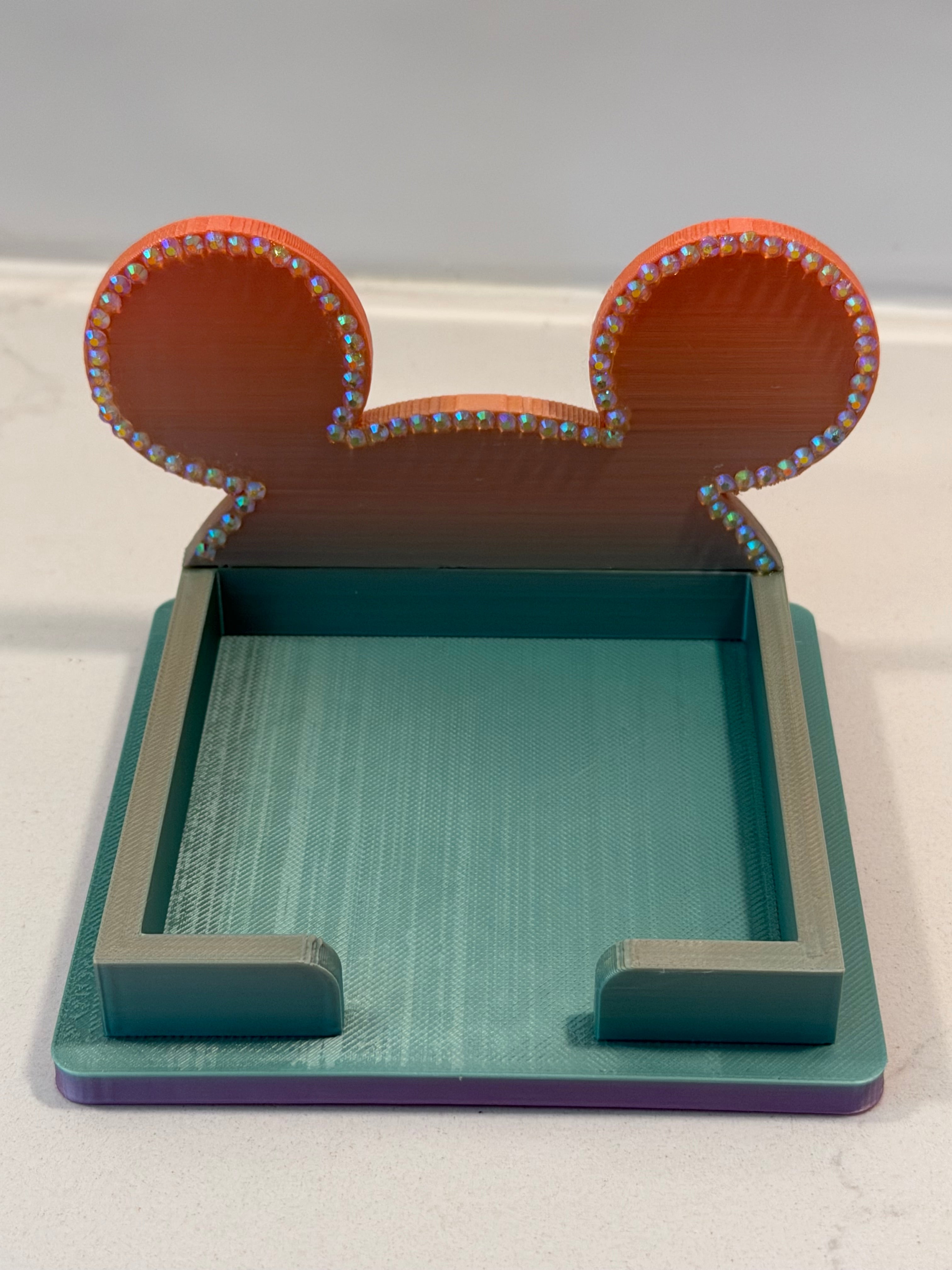Mickey Shaped post it note holder with diamond accents