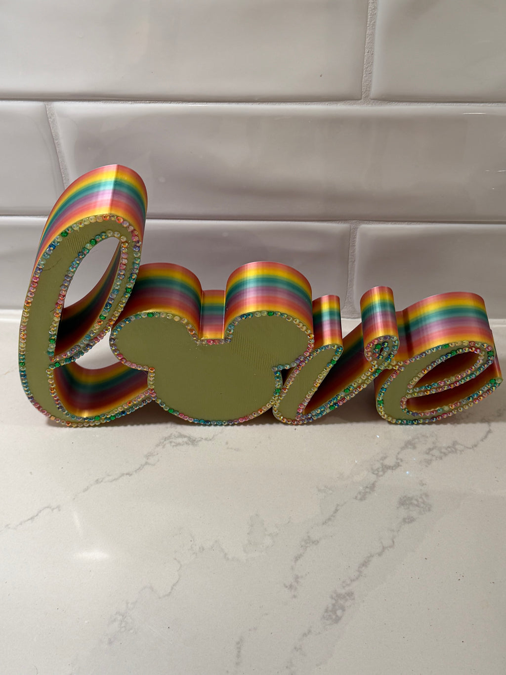 Love Mickey Sign with Diamond accents - rainbow 🌈 colored
