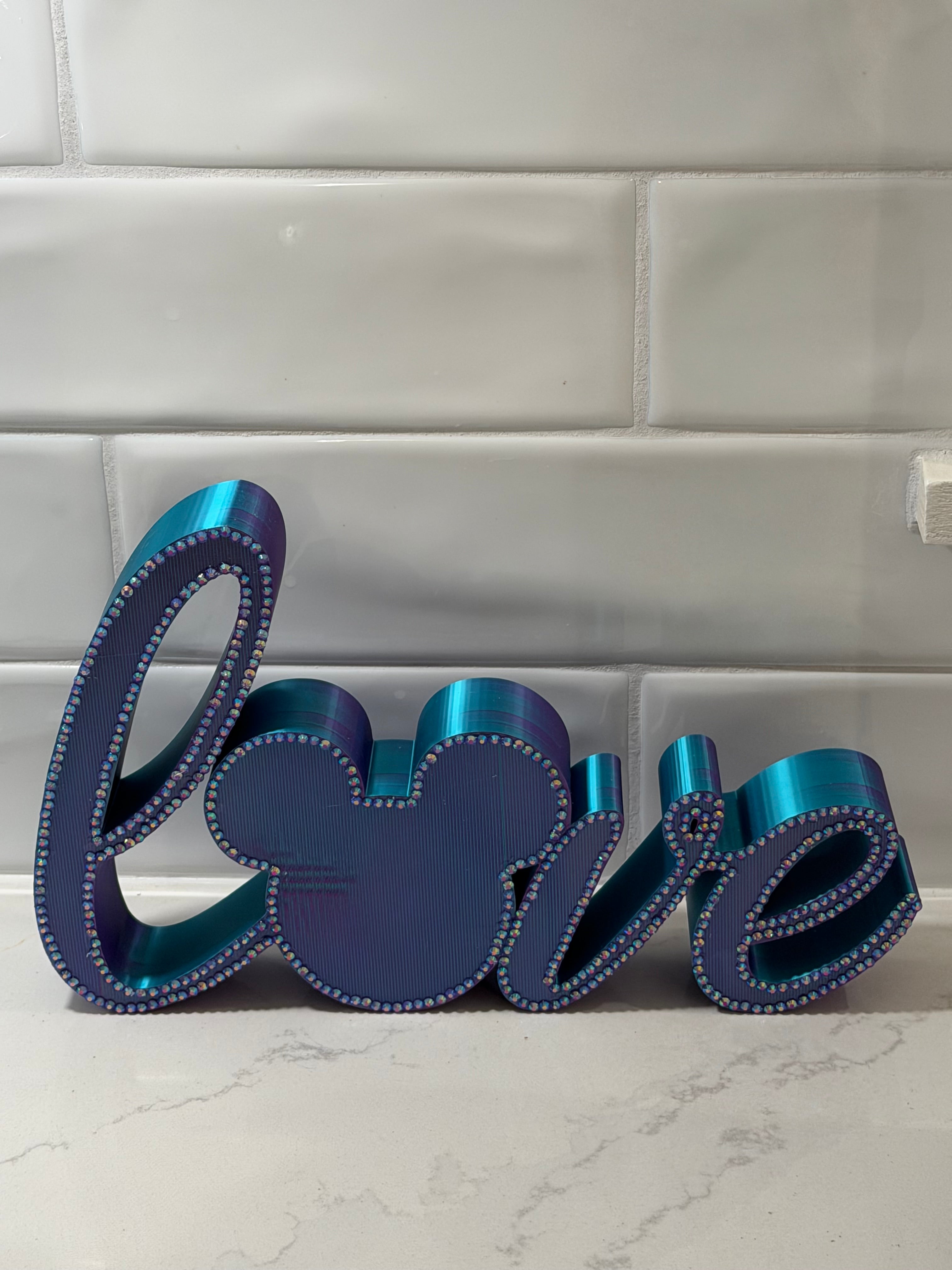 Love Mickey Sign with Diamond accents - purple/blue colored