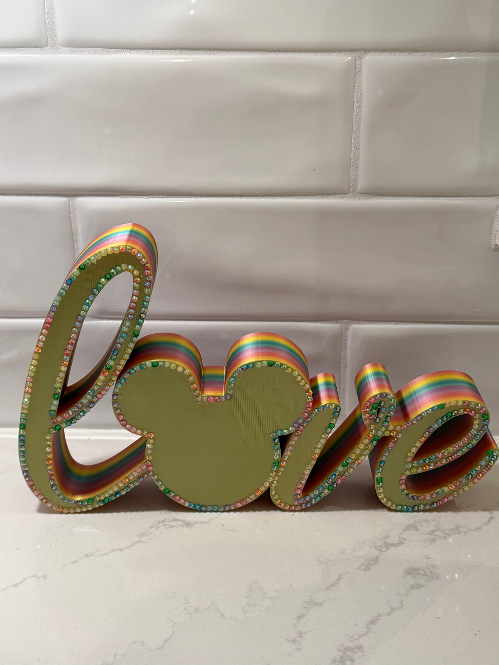 Love Mickey Sign with Diamond accents - rainbow 🌈 colored