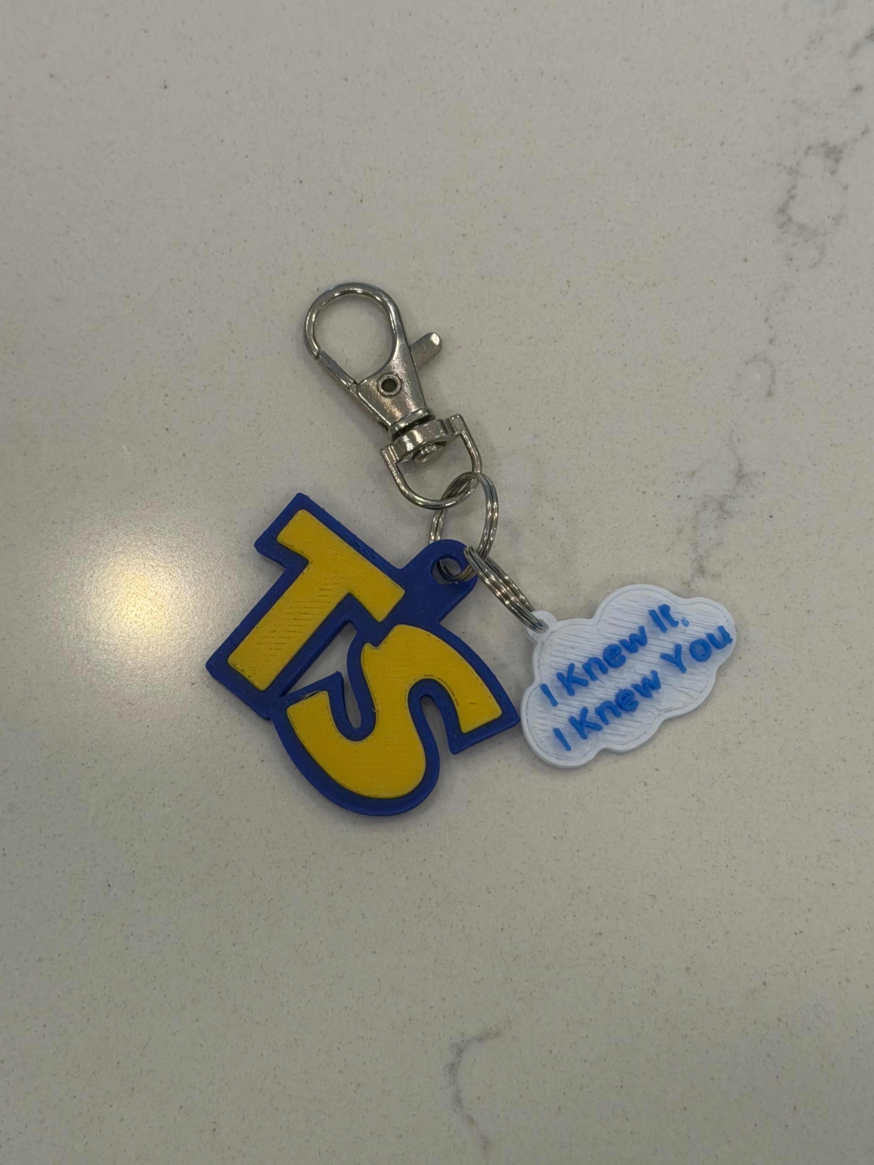 Toy Story/ Taylor Swift Keychain with white song title on cloud